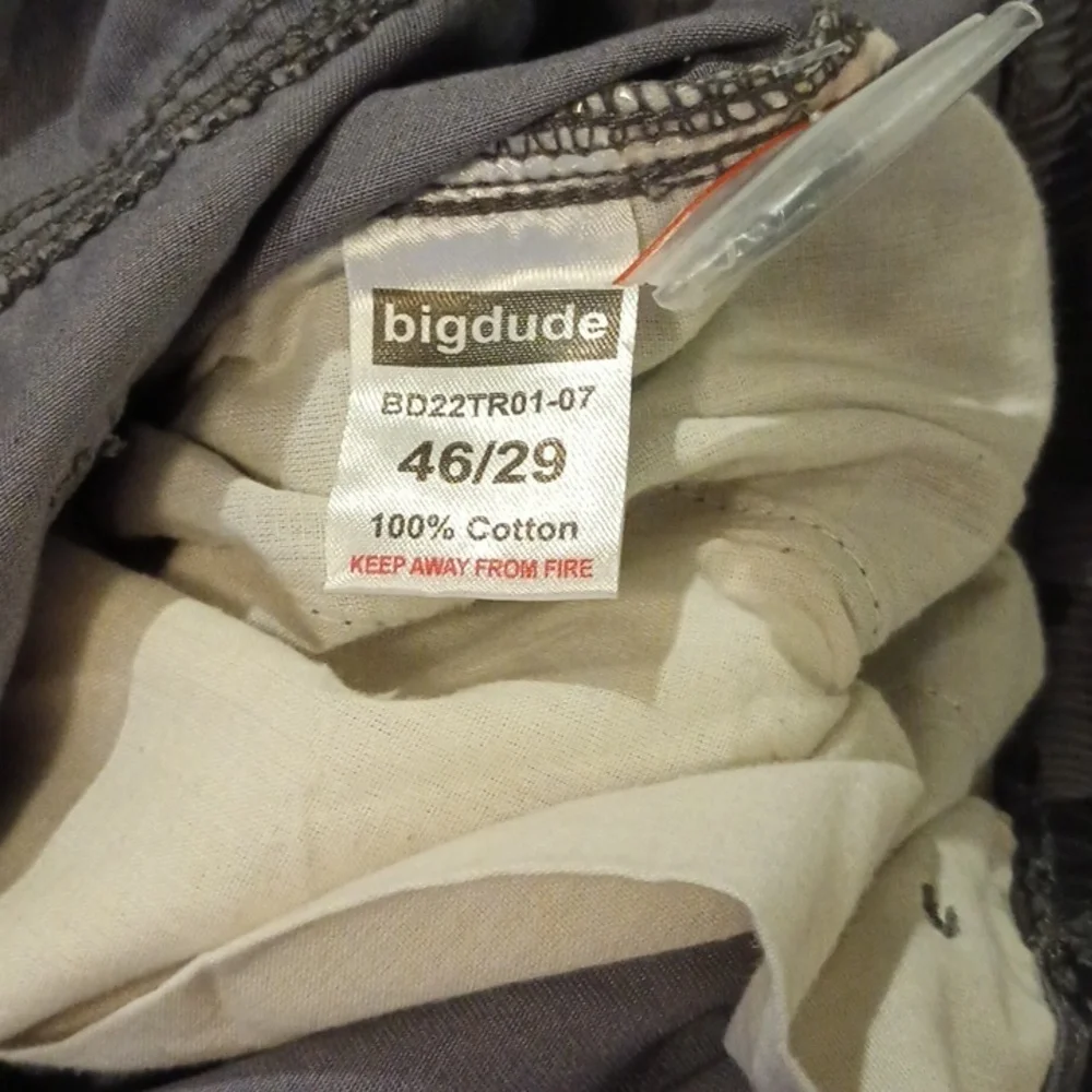 Big Dude Grey Camo Cargo Straight Leg Cotton Pants A34